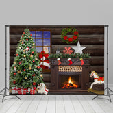 Lofaris Santa Claus With Wooden House Merry Christmas Backdrop